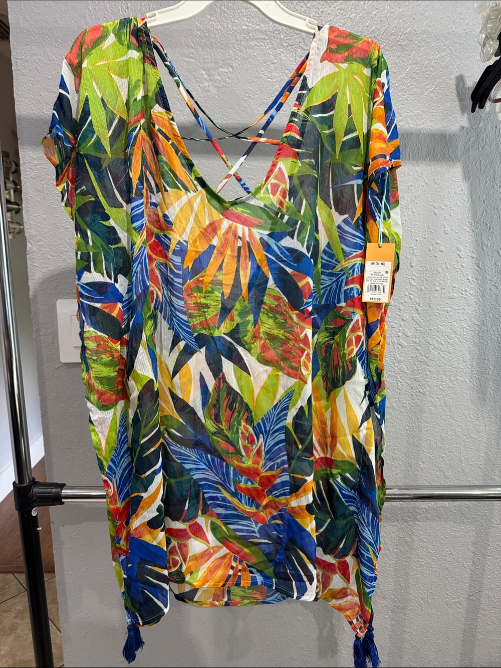 Target Tropical Leaf V-Neck Swim Cover-Up in Green Blue Orange